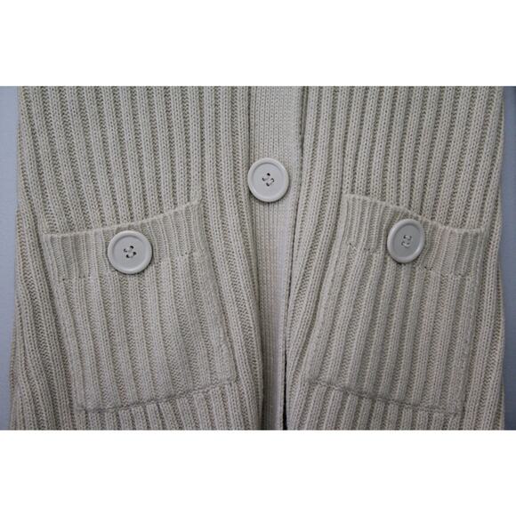 Y2K Cream It's Our Time Ribbed Knit Faux Fur Trimmed Long Button Up Cardigan M - Picture 5 of 9